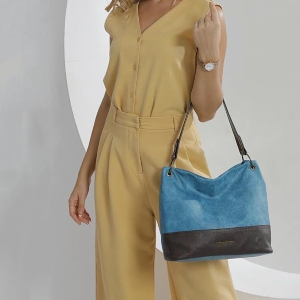Montana West Blue & Brown Hobo Bag